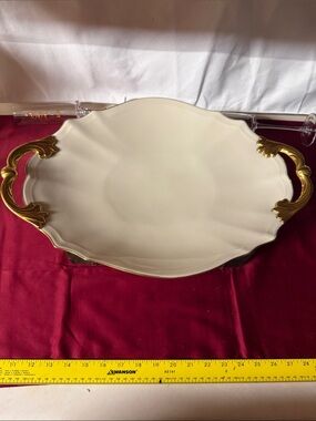 Lenox Valencia 24K Gold Trim Serving Platter With Handles